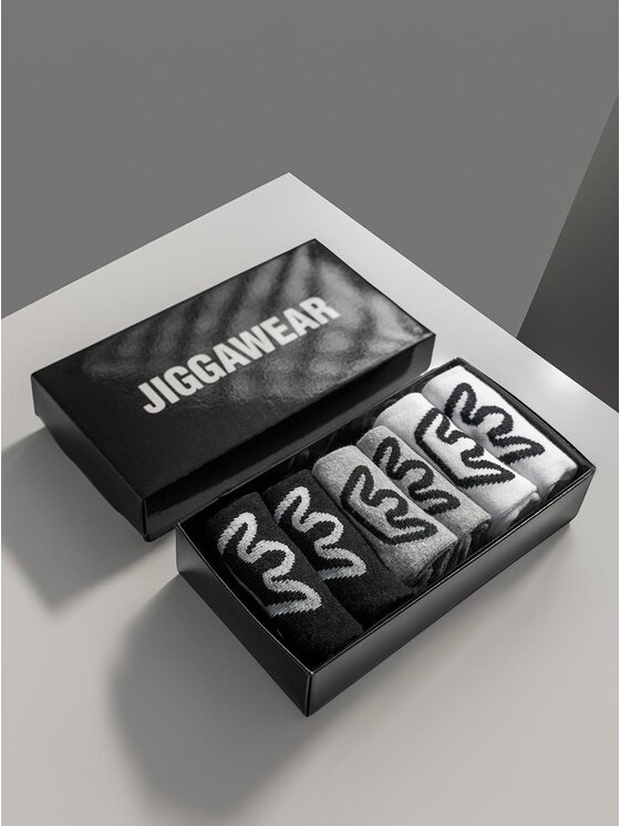 Jigga Wear Jigga Wear Zestaw 6 par stopek unisex Zestaw 6 Par Skarpet Stopek Czarny / Szary / Biały Jigga Wear Crown uni Kolorowy
