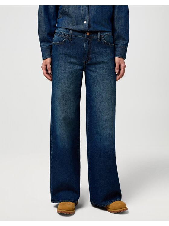 Wrangler Wrangler Jeansy World Wide Granatowy Wide Leg