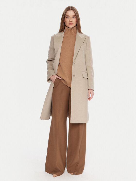 BOSS BOSS Vlněný kabát Classin 50548371 Béžová Regular Fit
