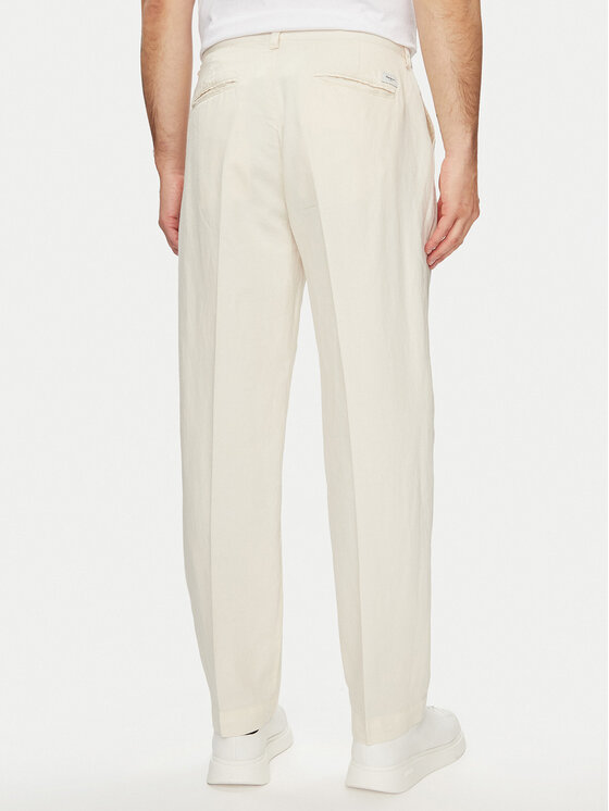 Pepe Jeans Pepe Jeans Čino bikses Relaxed Pleated Linen Pants - 2 PM211700 Écru Relaxed Fit