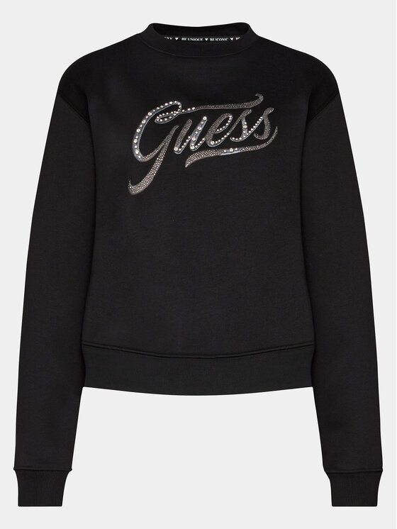 Guess Guess Μπλούζα Cn Stones Logo W4RQ14 KB681 Μαύρο Relaxed Fit
