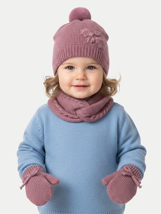 Mayoral Mayoral Набір шапка, снуд та рукавички 10019 Рожевий