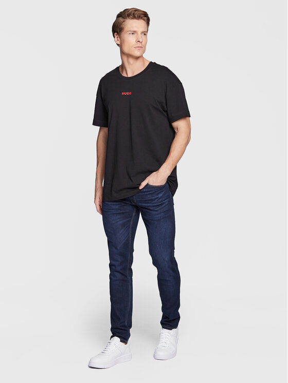 HUGO Hugo Marškinėliai Linked 50480246 Juoda Regular Fit
