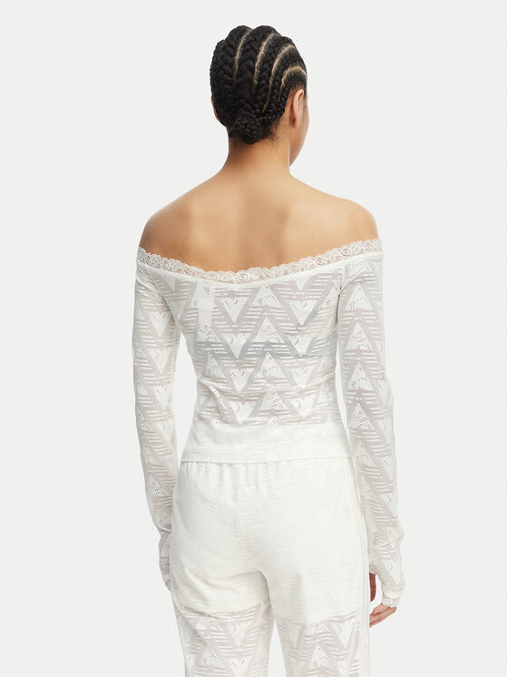 adidas adidas Блузка Lace Bardot KE3458 Білий Slim Fit