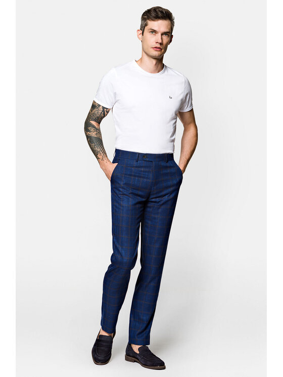 Lancerto Lancerto Spodnie materiałowe Liam SP073122000001 Granatowy Regular Fit
