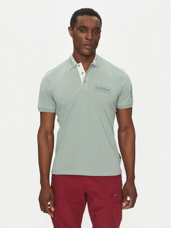 Napapijri Napapijri Tricou polo E-Amundsen NP0A4IN9 Verde Regular Fit
