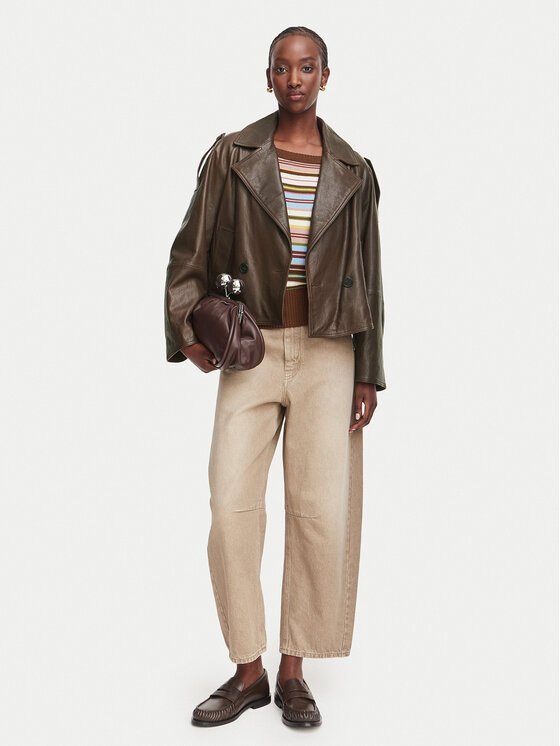 Weekend Max Mara Weekend Max Mara Geacă de piele Felino 2625446051 Maro închis Regular Fit