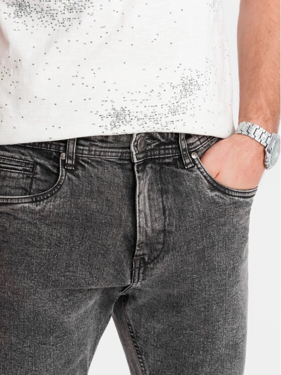 Ombre Ombre Szorty jeansowe OM-SRDS-0134 Szary Regular Fit