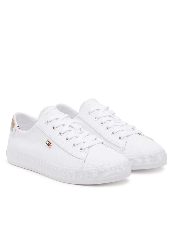 Tommy Hilfiger Tommy Hilfiger Laisvalaikio batai Vulc Canvas Lace Up Sneaker FW0FW08647 Balta