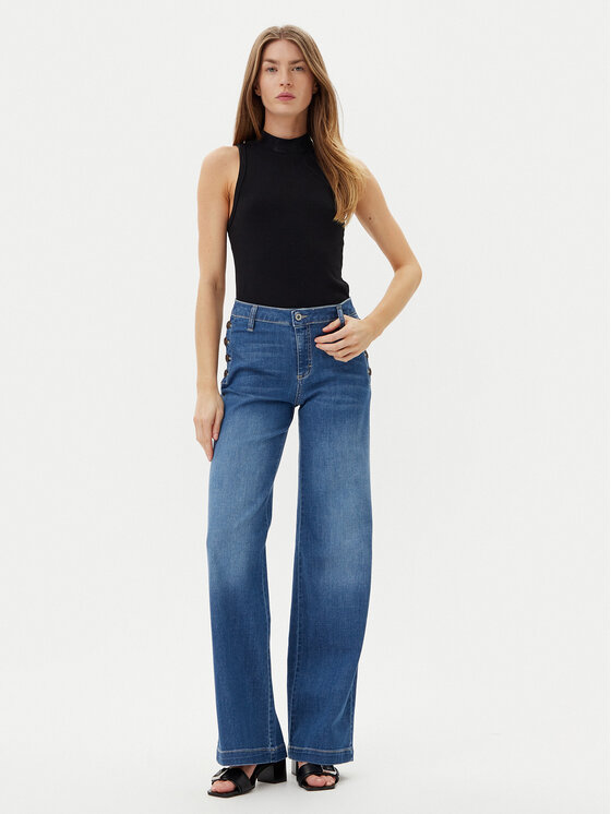 Please Please Τζιν P3FDBQ2NTZ Μπλε Wide Leg