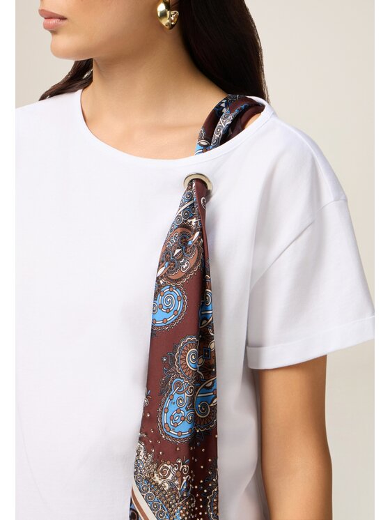 Oltre Oltre T-Shirt G042J004403N011 Biały Regular Fit