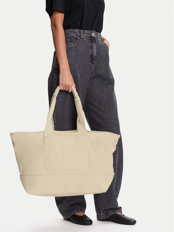Calvin Klein Jeans Calvin Klein Jeans Rankinė Pocket Canvas Zip Weekender LV04G3093G Écru