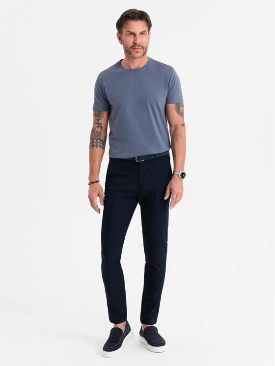 Ombre Ombre T-Shirt OM-TSBS-0236 Niebieski Regular Fit