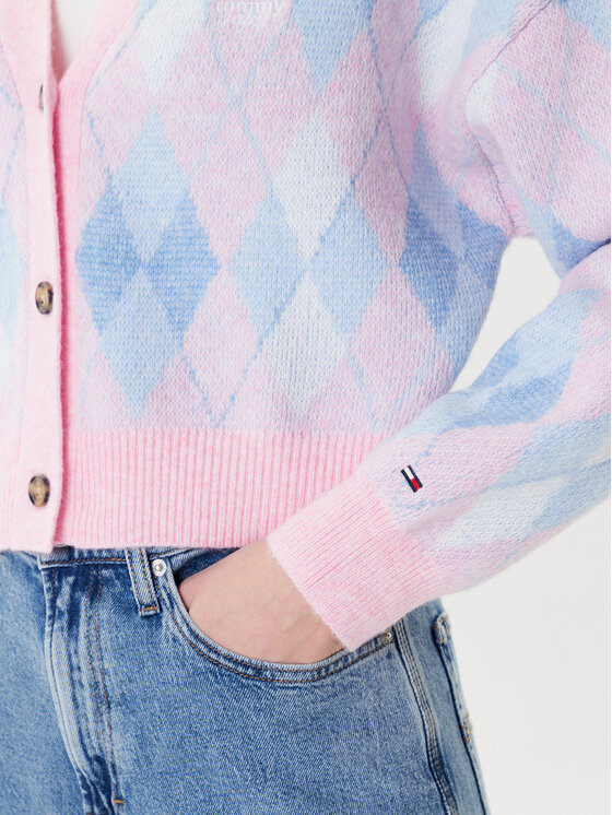 Tommy Jeans Tommy Jeans Kardigan Argyle DW0DW21180 Ružičasta Relaxed Fit