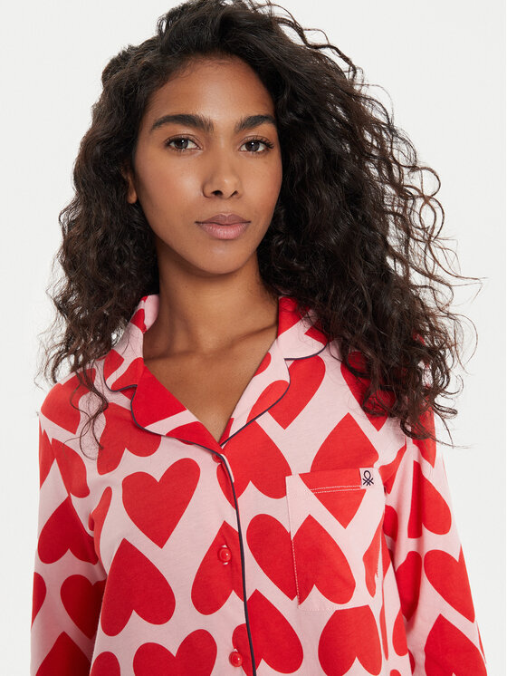 United Colors Of Benetton United Colors Of Benetton Koszulka piżamowa 3MR73M05V Czerwony Regular Fit