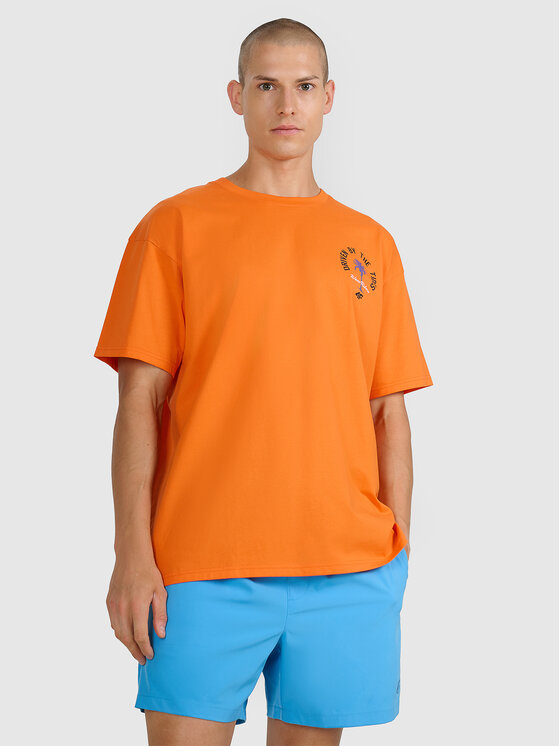 4F 4F T-Shirt FOB SUMMER Pomarańczowy Oversize