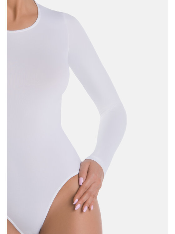 Teyli Teyli Body damskie z wiskozy Longy Biały Regular Fit