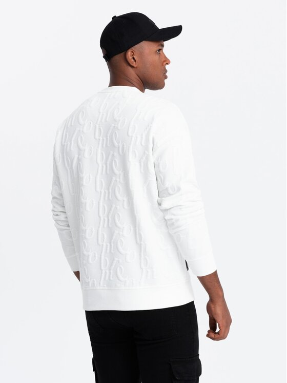 Ombre Ombre Mikina OM-SSNZ-0164 Bílá Relaxed Fit