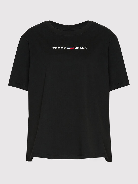 Tommy Jeans Curve Marškinėliai Linear Logo DW0DW10551 Juoda Regular Fit