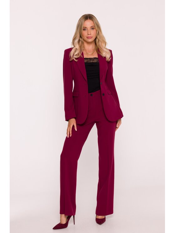 Stylove Stylove Marynarka S417 Bordowy A-Line Fit