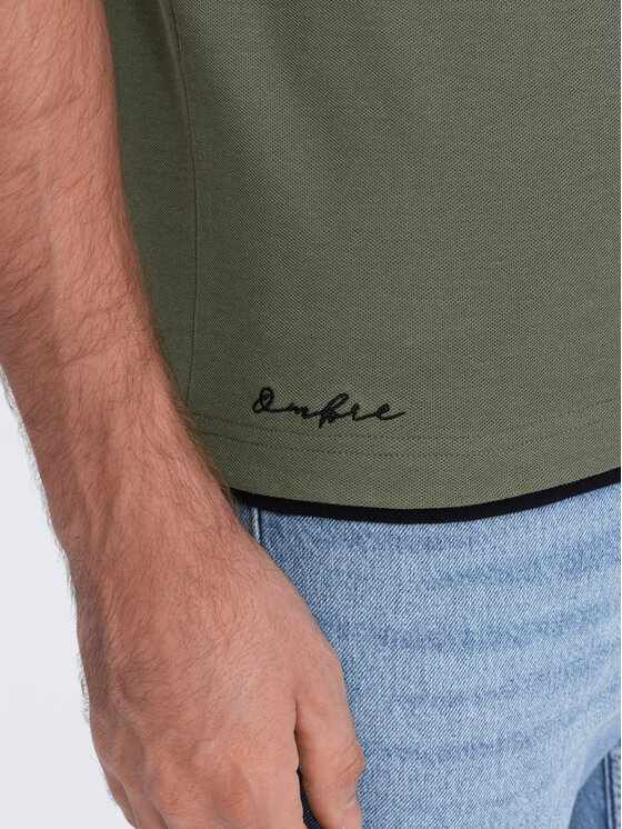 Ombre Ombre Polo OM-POSS-0113 Zielony Fitting Fit