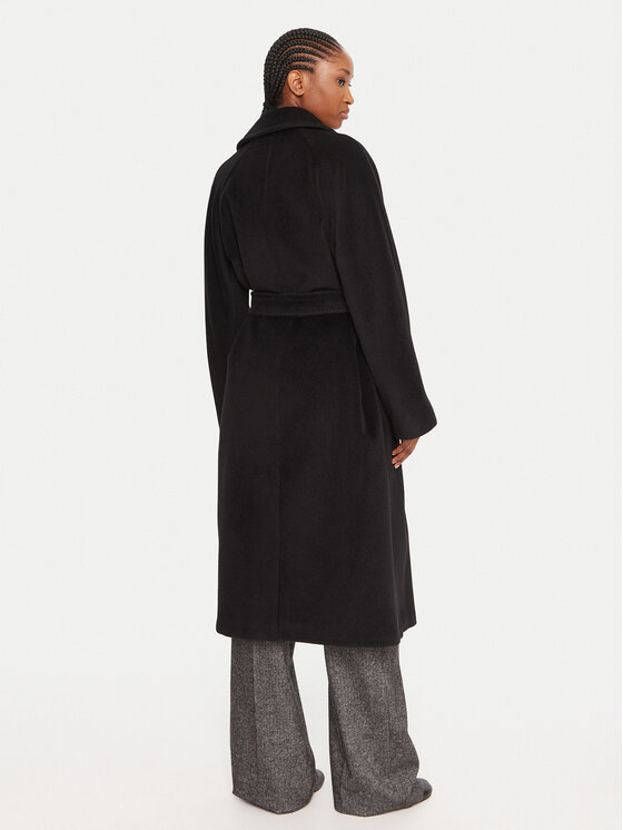Marella Marella Płaszcz wełniany English 2523016142 Czarny Regular Fit