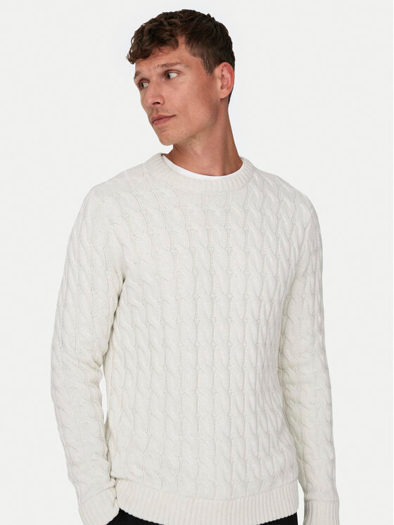 Only & Sons Only & Sons Sweter 22026504 Écru Regular Fit