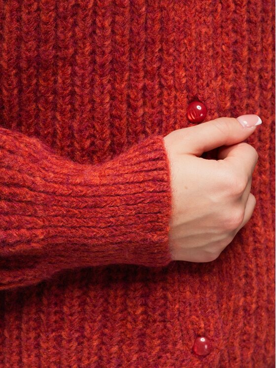 Ombre Ombre Kardigan OW-SW-E0071 Czerwony Relaxed Fit