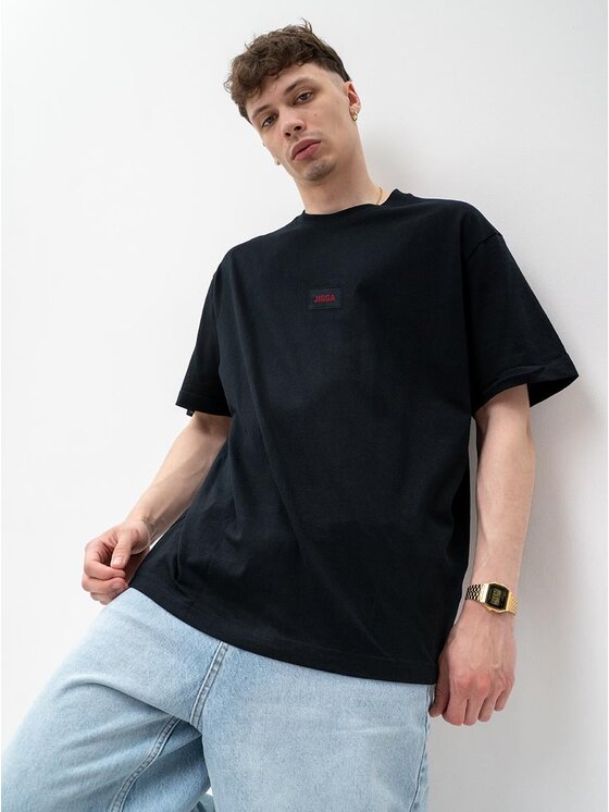 Jigga Wear Jigga Wear T-Shirt Szeroka luźna na miasto uliczna 131210 Czarny Oversize