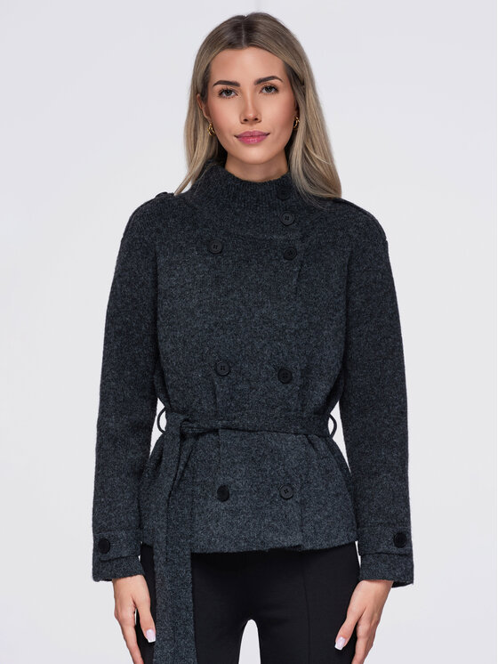 Ombre Ombre Kardigan OW-SW-E0018 Szary Regular Fit