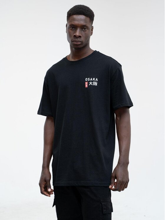 MyStars MyStars T-Shirt Koszulka Z Krótkim Rękawem Oversize Męska Czarna MyStars Osaka XL Czarny Oversize