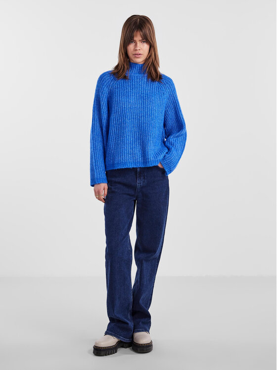 Pieces Pieces Bluză cu gât 17128212 Albastru Regular Fit