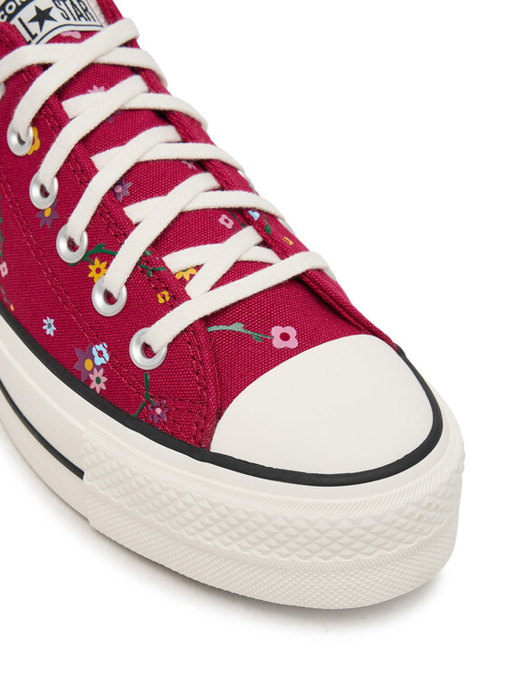 Converse Converse Plátenky Chuck Taylor All Star Lift Platform Embroidered Floral Patchwork A15535C Bordová