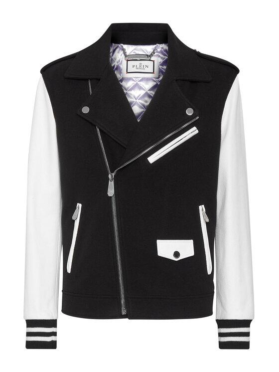 PHILIPP PLEIN PHILIPP PLEIN Kurtka skórzana 1929 Czarny Slim Fit