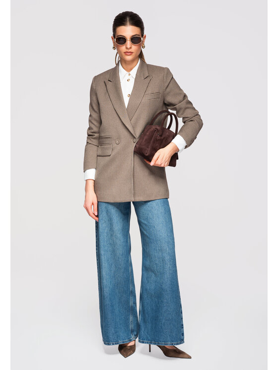 Ombre Ombre Marynarka OW-BLZB-0111 Brązowy Slim Fit
