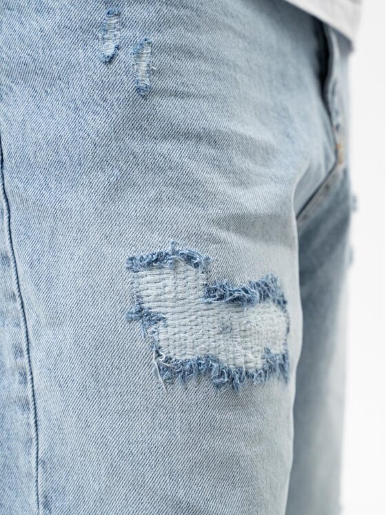 Jigga Wear Jigga Wear Jeansy Spodnie Jeansowe Baggy Z Uszkodzeniami Męskie Jasne Niebieskie Jigga Wear Crown XXL Niebieski Baggy Fit