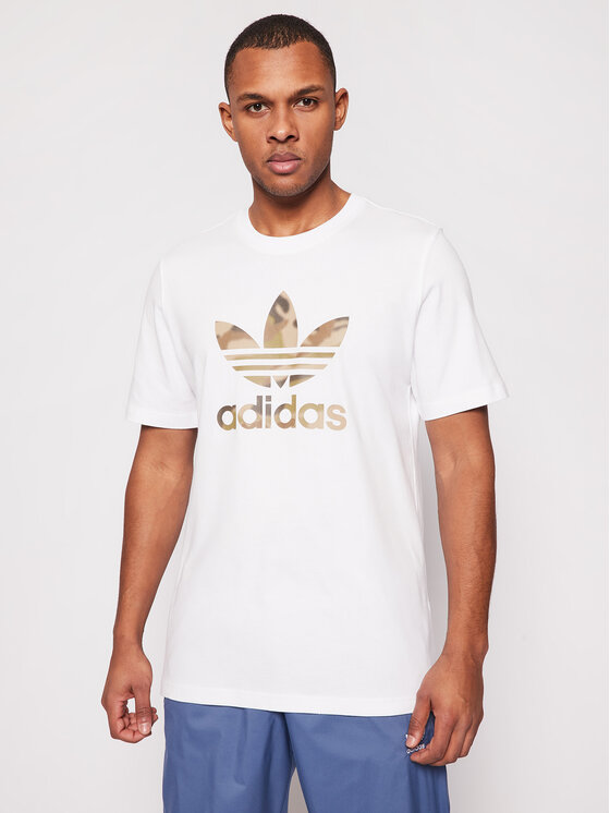adidas adidas Футболка Camo Trefoil Tee GN1855 Білий Regular Fit
