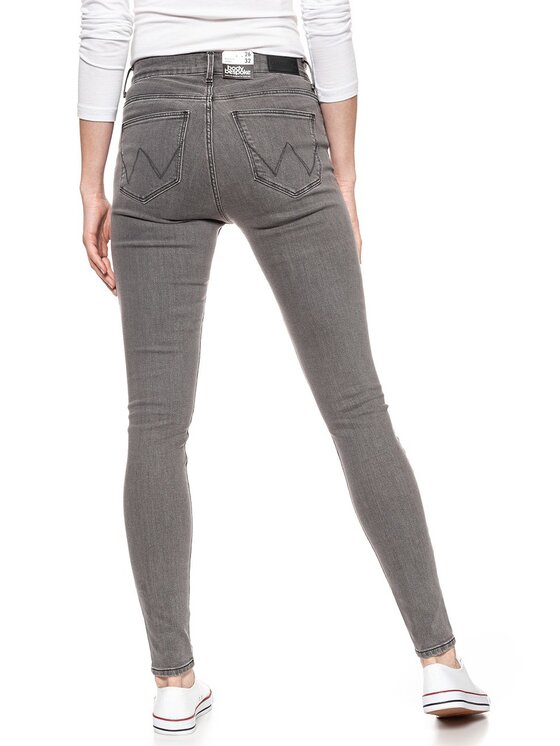 Wrangler Wrangler Jeansy HIGH RISE SKINNY Szary Skinny Fit