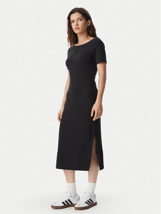 adidas Rochie de zi Adidas Kit Small Logo Rib Dress KF2434 Negru Slim Fit
