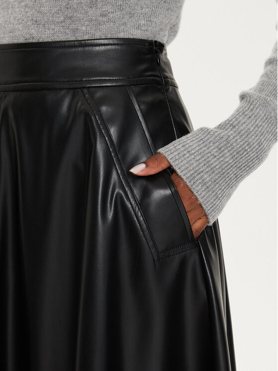 Marella Marella Fustă din imitație de piele Lepanto 2423776024 Negru Regular Fit