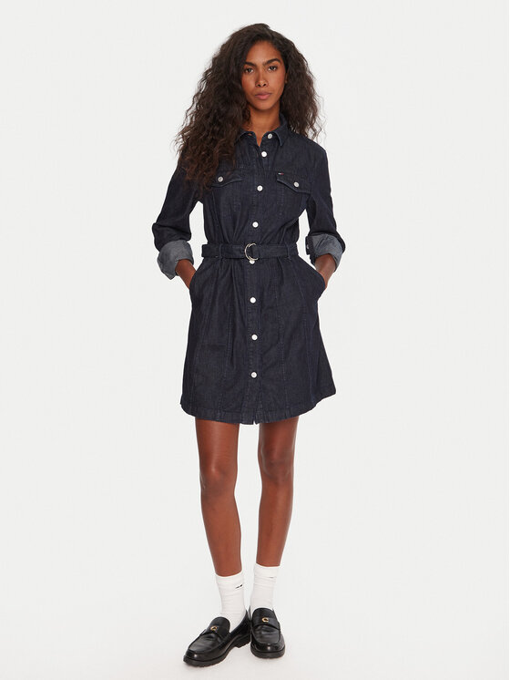 Tommy Jeans Tommy Jeans Jeanskleid DW0DW21649 Dunkelblau Regular Fit