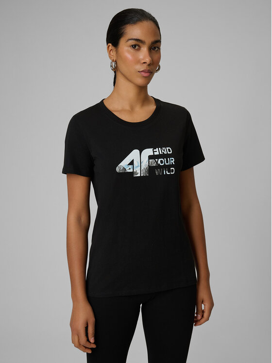 4F 4F T-Shirt TREKKING Czarny Regular Fit