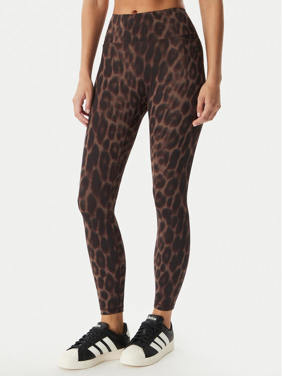 adidas Colanți Optime Power Leopard KF9094 Maro Slim Fit