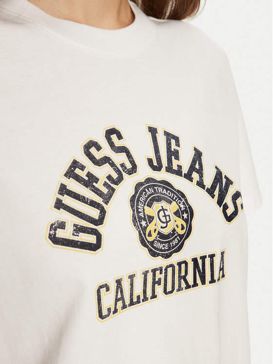 Guess Jeans Guess Jeans Marškinėliai W5RI43 K8HM0 Balta Regular Fit