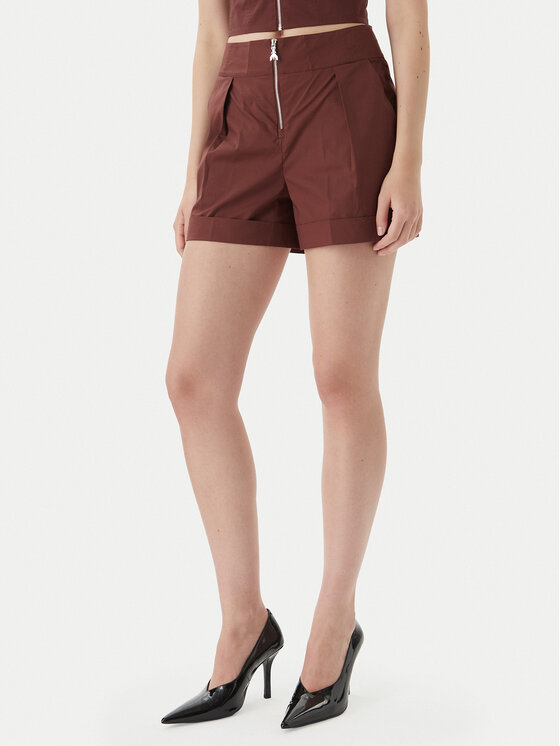 Patrizia Pepe Patrizia Pepe Шорти з тканини 2P1751/A9B9-B887 Темно-коричневий Regular Fit