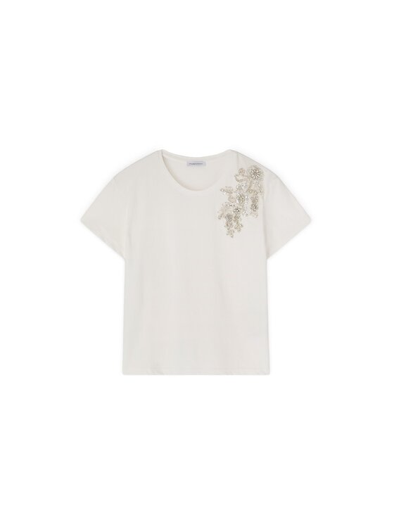 Motivi Motivi T-Shirt G04AW003834N011 Biały Regular Fit