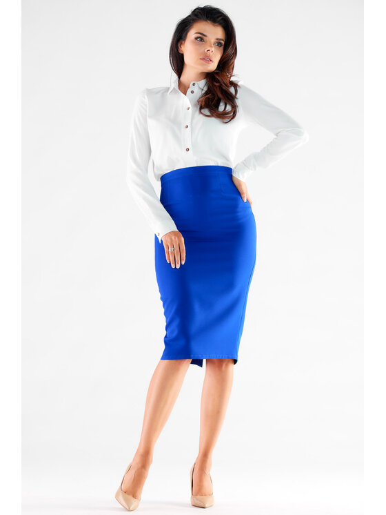 Awama Awama Spódnica A531 Niebieski Basic Fit