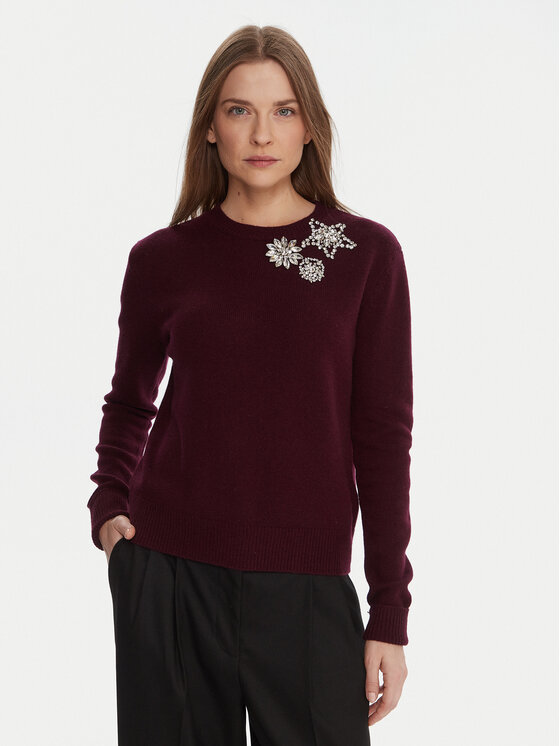 KAOS KAOS Pulover RI1KT022 Bordo rdeča Regular Fit