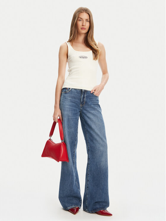 Guess Jeans Guess Jeans Top W5YP35 KA0H1 Écru Regular Fit