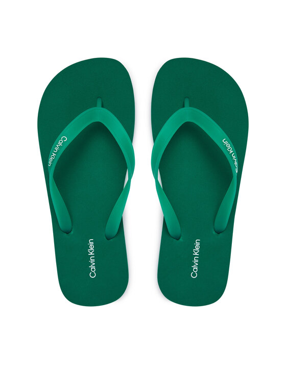 Calvin Klein Calvin Klein Šlepetės per pirštą Logo Strap HM0HM02105 Žalia